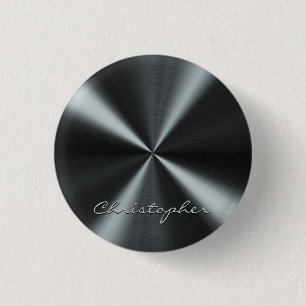 Personalised Radial Metallic Look - Dark Grey 3 Cm Round Badge