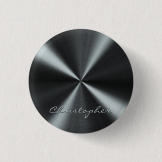 Personalised Radial Metallic Look - Dark Grey 3 Cm Round Badge
