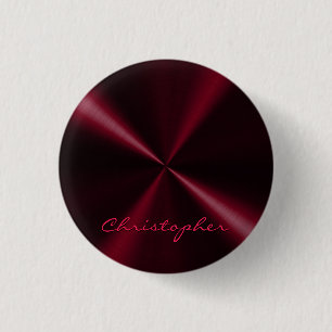 Personalised Radial Metallic Look - Dark Red 3 Cm Round Badge