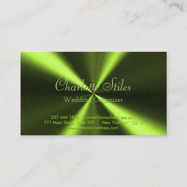 Personalised Radial Metallic Look - Green Business Card (Front)