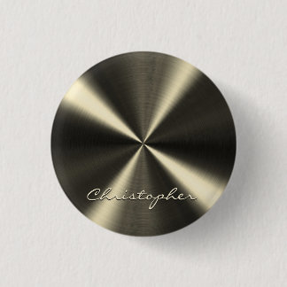 Personalised Radial Metallic Look - Light Yellow 3 Cm Round Badge