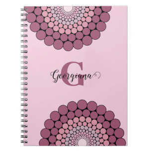 Personalised Radiant Dusky Rose Floral Dot Mandala Notebook