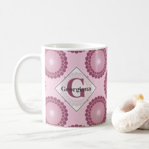 Personalised Radiant Dusky Rose Polka Dot Mandala Coffee Mug