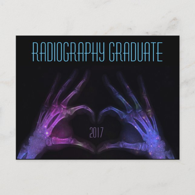 Personalised "Radiography Graduate" Xray Fingers Announcement Postcard (Front)