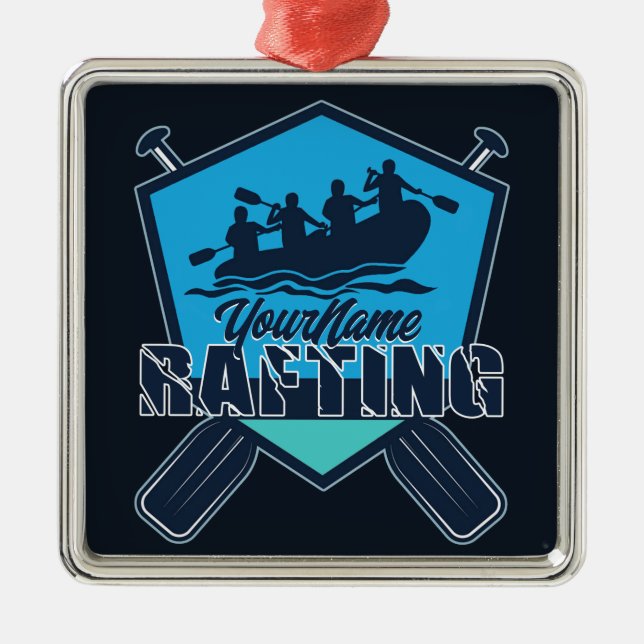 Personalised Rafting Whitewater River Adventure Metal Ornament (Front)