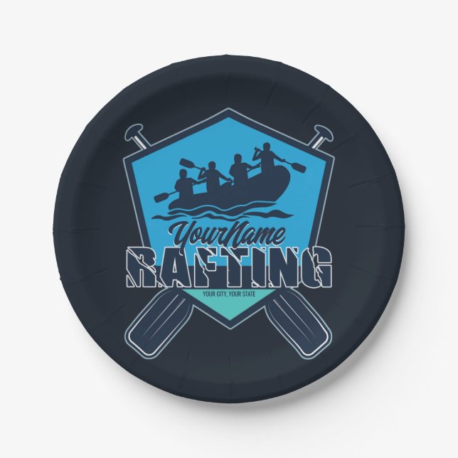 Personalised Rafting Whitewater River Adventure  Paper Plate (Front)