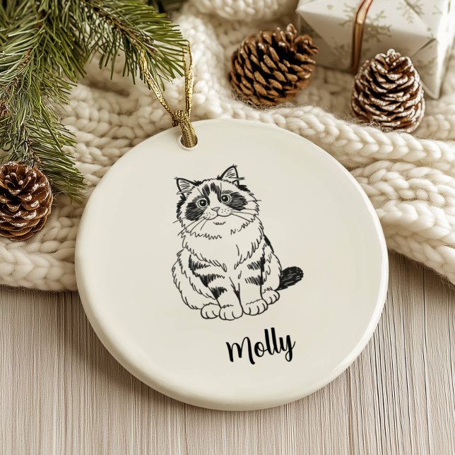 Personalised Ragdoll Cat Christmas Ceramic Ornament (Creator Uploaded)