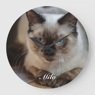 Personalised Ragdoll Cat Photo and Name Large Clock