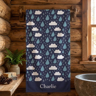 Personalised Rain and Clouds Beach Towel