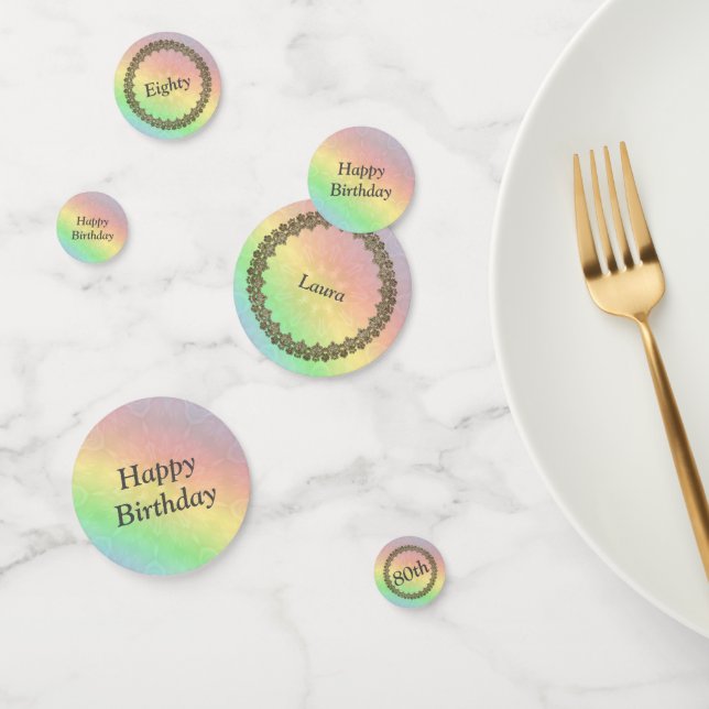 Personalised Rainbow 80th birthday Confetti (Group)