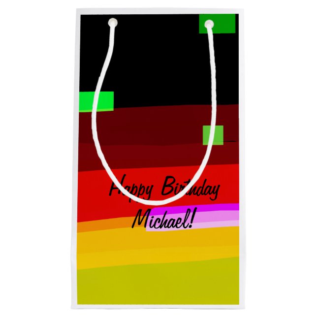 Personalised Rainbow Abstract Art Small Gift Bag (Front)