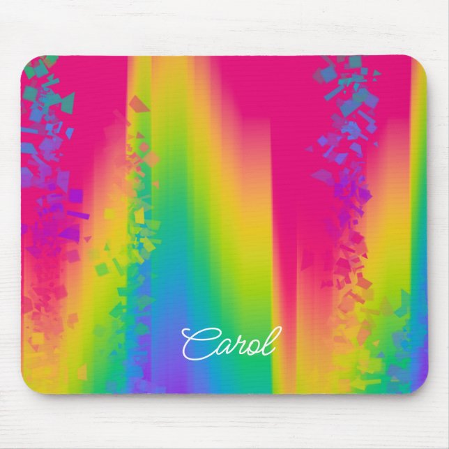 Personalised Rainbow Abstract Confetti Mouse Pad (Front)