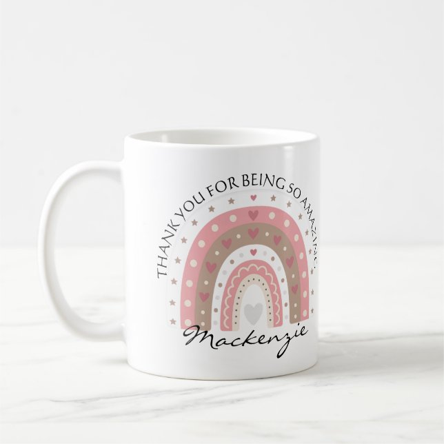 Personalised Rainbow Add Message And Name Coffee Mug (Left)