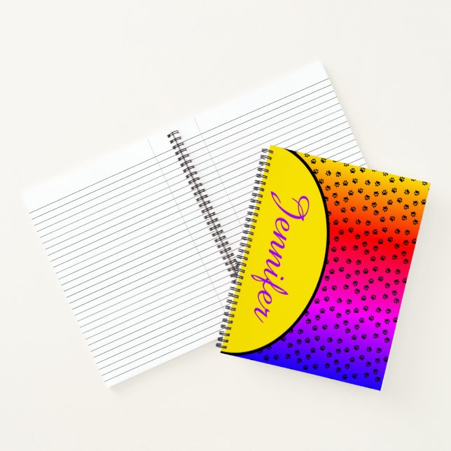 Personalised Rainbow and pawprints Notebook (Inside)