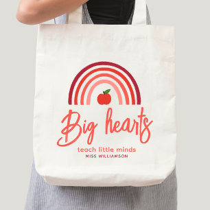 Personalised Rainbow Apple Teacher Quote Tote Bag