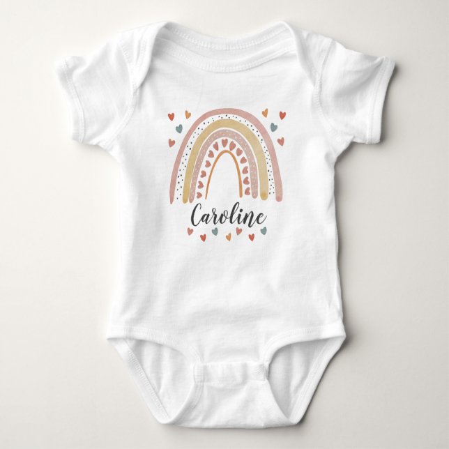 Personalised Rainbow Baby Girl Baby Bodysuit (Front)