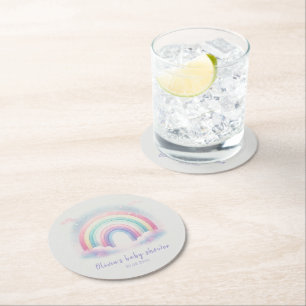 Personalised Rainbow Baby Shower Paper Coaster