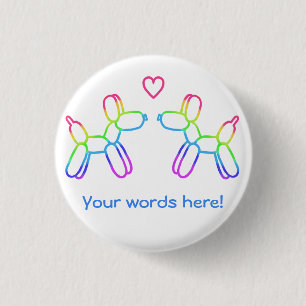 Personalised Rainbow Balloon Dogs in Love Button