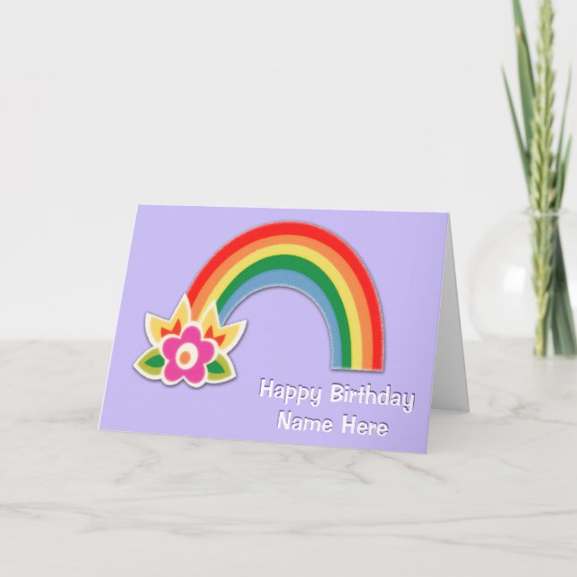 Personalised Rainbow Birthday Cards for Girls (Front)
