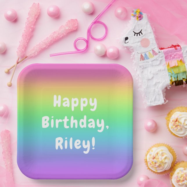 Personalised Rainbow Birthday Plates (Party)