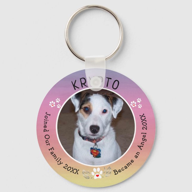 Personalised Rainbow Bridge Dog Memorial Key Ring (Front)