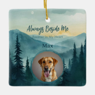 Personalised Rainbow Bridge Pet Memorial Mountain Ceramic Ornament