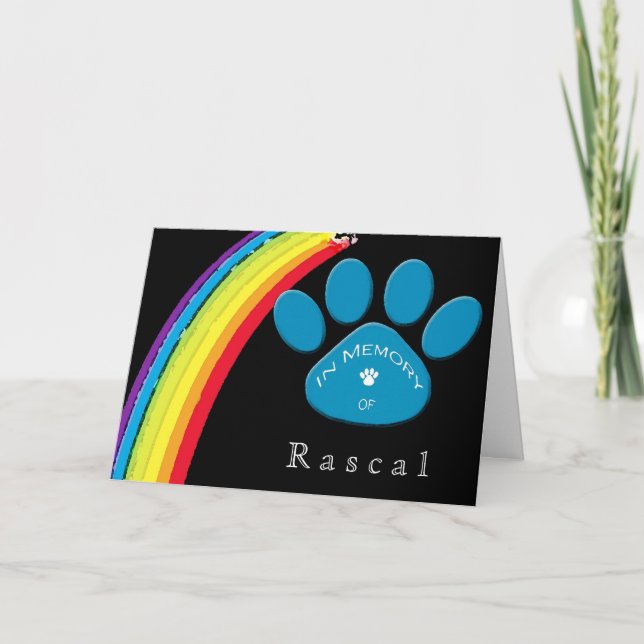 Personalised Rainbow Bridge Pet Sympathy Condolenc Card (Front)