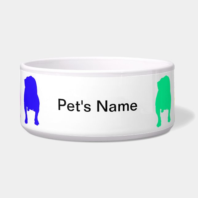 Personalised Rainbow Bulldog Pet Bowl (Front)