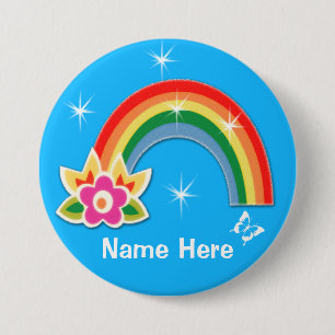 Personalised Rainbow Buttons Pins with Your Text