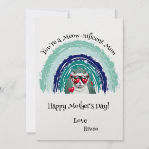 Personalised Rainbow Cat Photo Mother's Day Card