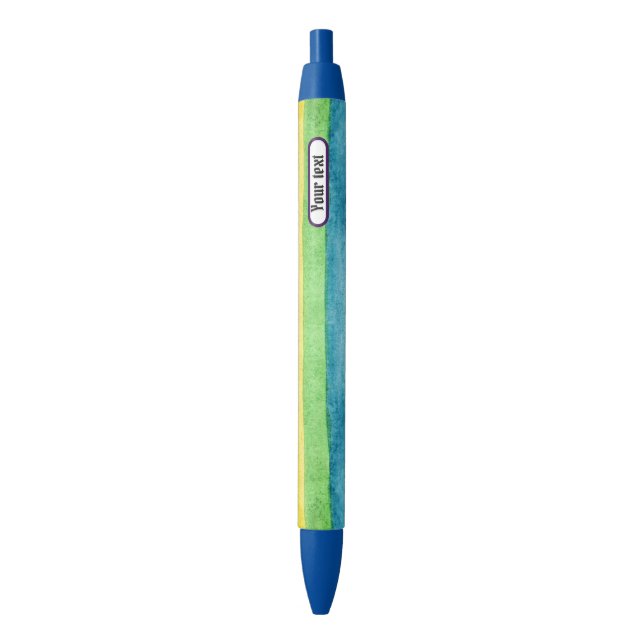 Personalised Rainbow colour Blue Ink Pen (Front Vertical)