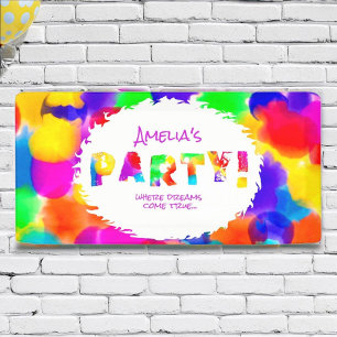 Personalised Rainbow Colour Splash Party Banner