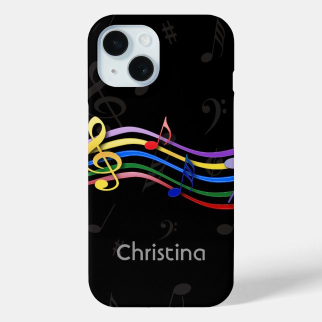 Personalised Rainbow Coloured Music Notes Case-Mate iPhone Case (Back)