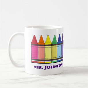 Personalised Rainbow Crayons Art Teacher Artist Coffee Mug