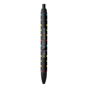 Personalised Rainbow Crayons Teacher Appreciation Black Ink Pen