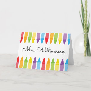 Personalised Rainbow Crayons Teacher Appreciation Card