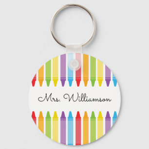 Personalised Rainbow Crayons Teacher Appreciation Key Ring