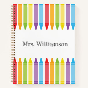 Personalised Rainbow Crayons Teacher Appreciation Notebook