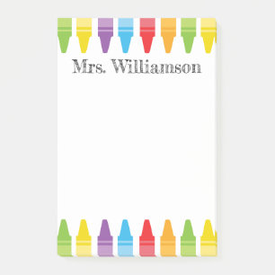 Personalised Rainbow Crayons Teacher Appreciation Post-it Notes