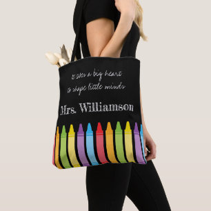 Personalised Rainbow Crayons Teacher Appreciation  Tote Bag