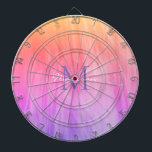 Personalised Rainbow Dartboard<br><div class="desc">This girly Dartboard is decorated with an atmospheric ombre design in shades of pink,  coral and purple.
Easily customisable with your name,  and monogram.
Use the Customise Further option to change the text size,  style or colour if you wish.</div>
