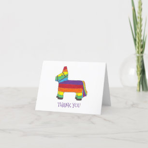 Personalised Rainbow Donkey Piñata Birthday Party Thank You Card