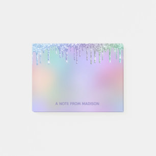 Personalised Rainbow Dripping Glitter Post-it Notes