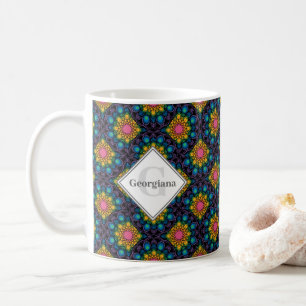 Personalised Rainbow Floral Fountain Art Deco Fans Coffee Mug