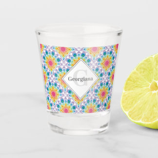 Personalised Rainbow Floral Fountain Art Deco Shot Glass
