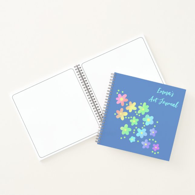 Personalised Rainbow Flowers Art Journal (Inside)