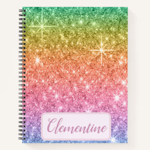 Personalised Rainbow Glam Glitter Sketchbook Notebook