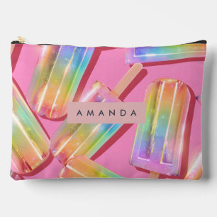 Personalised Rainbow Glitter Popsicle Dreamt Accessory Pouch