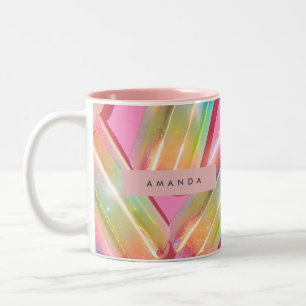 Personalised Rainbow Glitter Popsicle Dreamt Two-Tone Coffee Mug