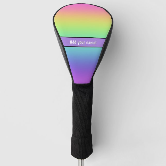 Personalised Rainbow Golf Head Cover (Front)